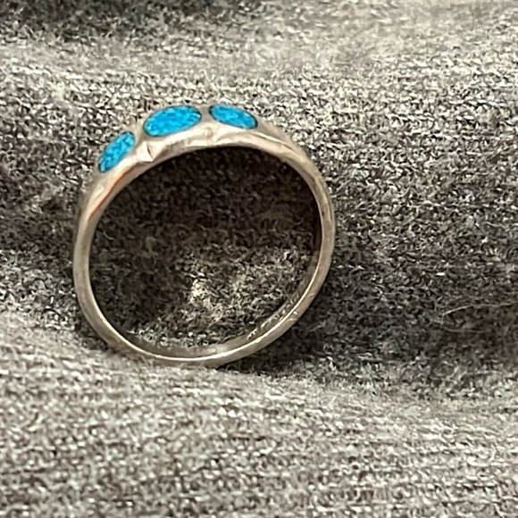 Sterling Turquoise Inlaid Ring-5 - Picture 2 of 6